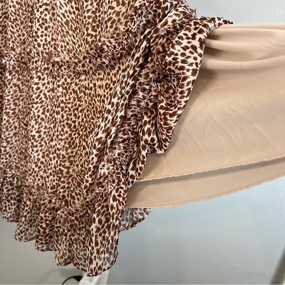 1. STATE sleeveless animal print smock neck tiered midi dress Waistband Sz M - Picture 10 of 15